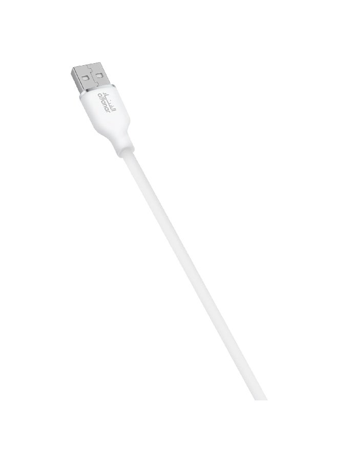 الفنار كابل الشحن السريع من بتيار 2.4 أمبير من نوع USB نوع A إلى لايتننج المصنوع من السيليكون والمزود بتقنية نقل بيانات 480 ميجابت في الثانية، أبيض 1 متر C2-41A-LSW04 - Image 2